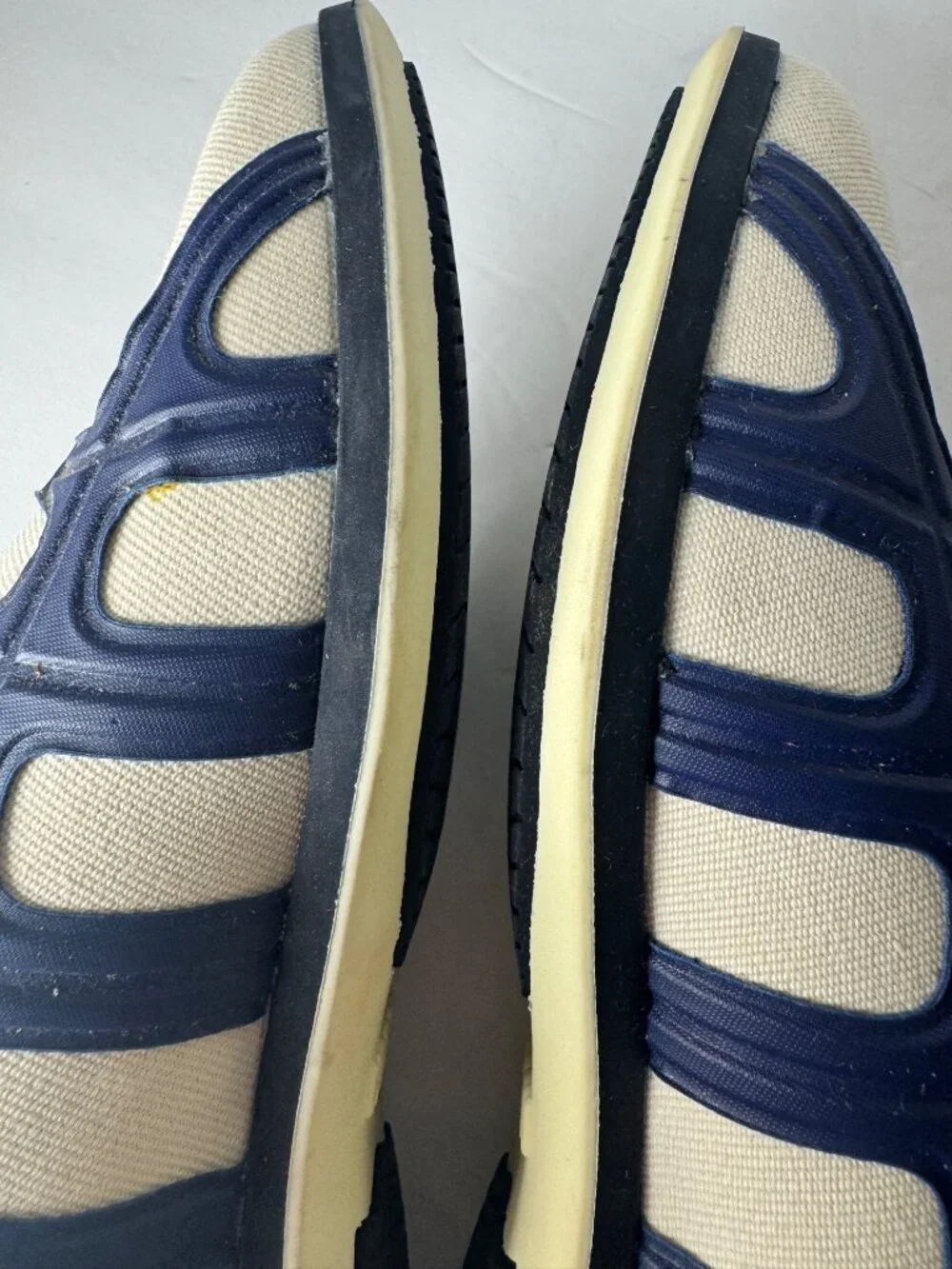 HOGAN Slip on Side Web Pull On Canvas Leather Blue White Sneakers EU 37 US 7 NIB